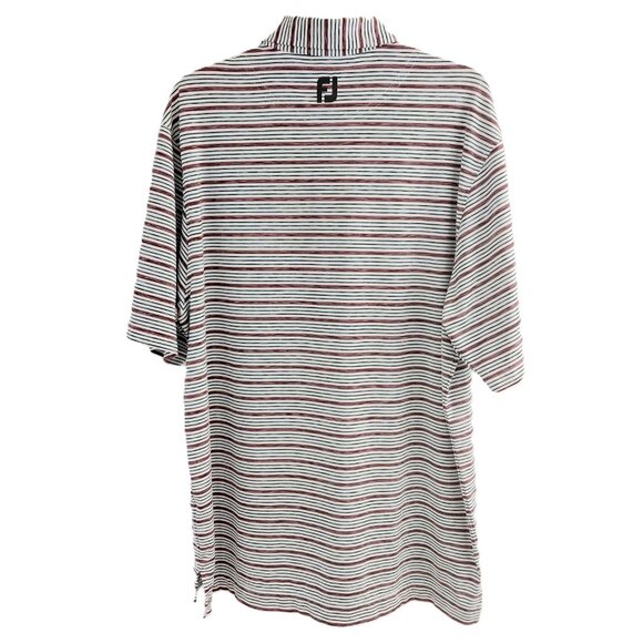 FootJoy Short Sleeve Polo Shirt Size LARGE Multi-Color Stripe Embroidered Anchor - Picture 6 of 8